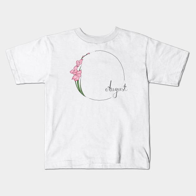 August Flower Months Kids T-Shirt by Aurora Crafts